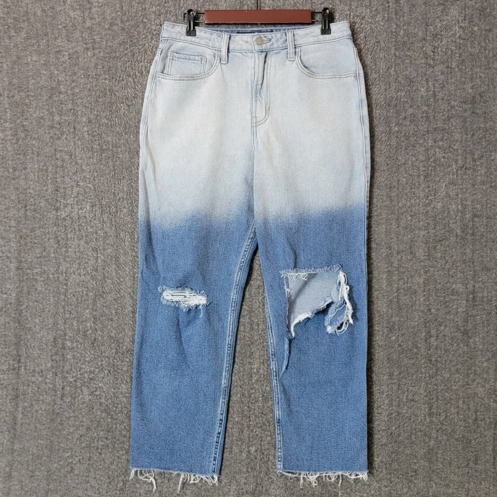 Hollister Jeans Womens 11 Blue Ultra High Rise Vintage Straight Ombre 30x26
